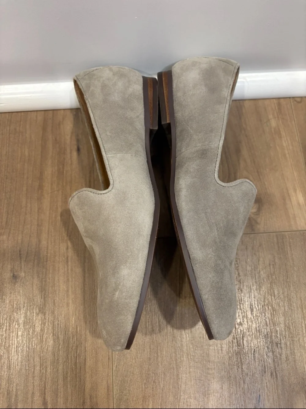 Vionic Suede Taupe Pointed Toe Flat Loafer